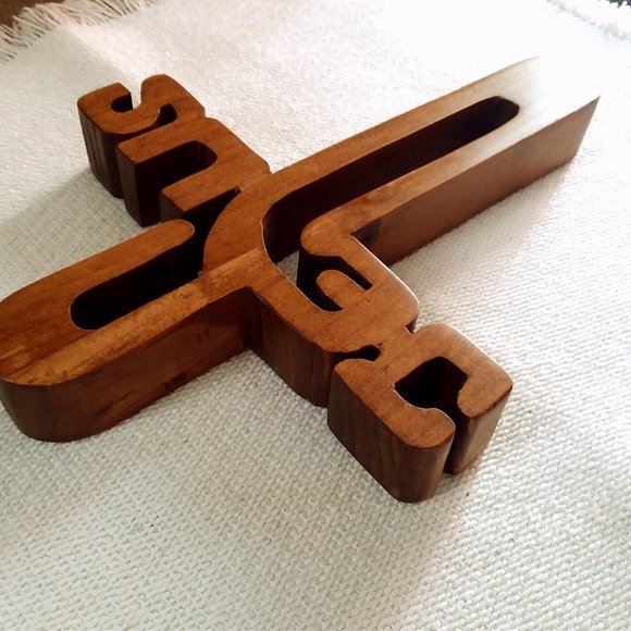 Jesus Name Wooden Cut Out Christian Wall Decor 8" x 6" x 1" - Picture 9 of 10